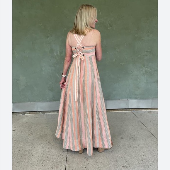 ANTHROPOLOGIE MAEVE SQUARE NECK TIE BACK A-LINE HALTER Maxie‎ DRESS ORANGE SZ 12 - Picture 4 of 16